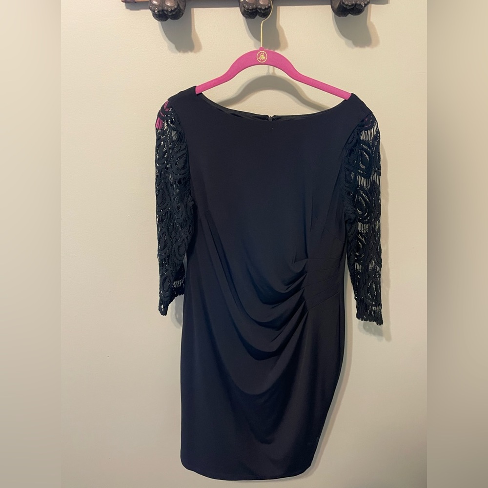 Black Jessica Howard dress with lace sleeves